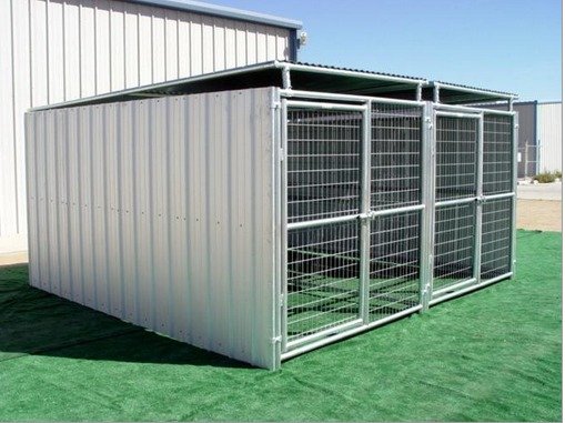 Heavy Duty 2-Run Dog Kennel 6'x12'x6'H 3 Sides Plus Roof