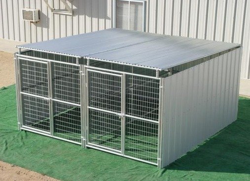 Dog Kennel Heavy Duty 2-Run 5'x10'x6'H 3 Sides / Roof