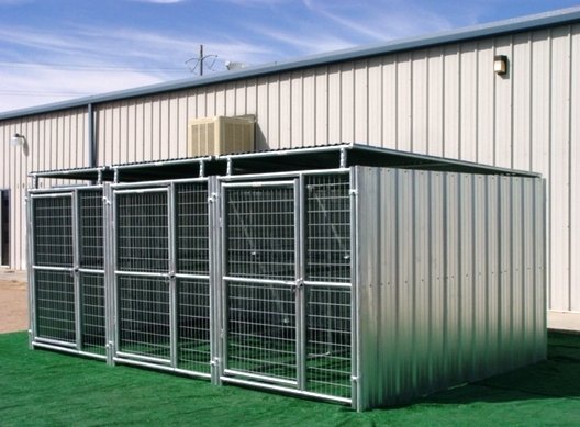 Heavy Duty 3 Run Dog Kennel 5x10x6 3 Covered Sides Roof