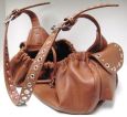 Leather Dog Sling with Nickel Clusters, Studs & Eyelets