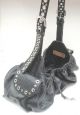 Leather Dog Sling with Nickel Clusters, Studs & Eyelets