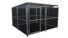 Single Run Outside Steel Kennels with Roof Shelter (CHOOSE KENNEL SIZE: 10 x 10 x 6' H w/Roof)